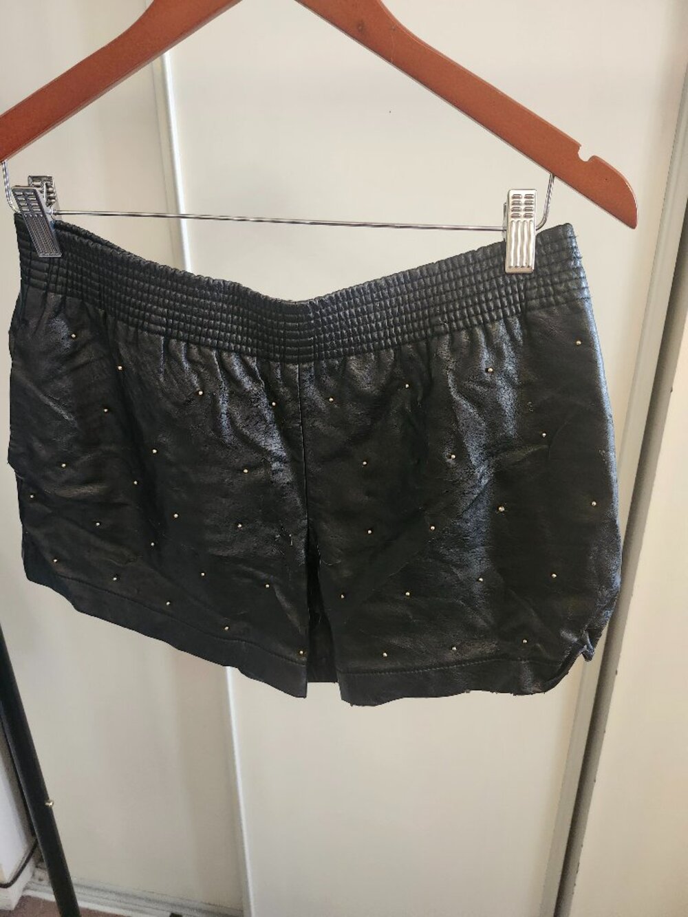 CLUB MANACO STUD LEATHER SHORTS  COLOR BLACK  SIZE 4